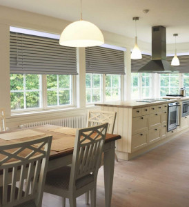 50mm Aluminium Blind in Grey with White Pelmet 04 Wellingborough blinds